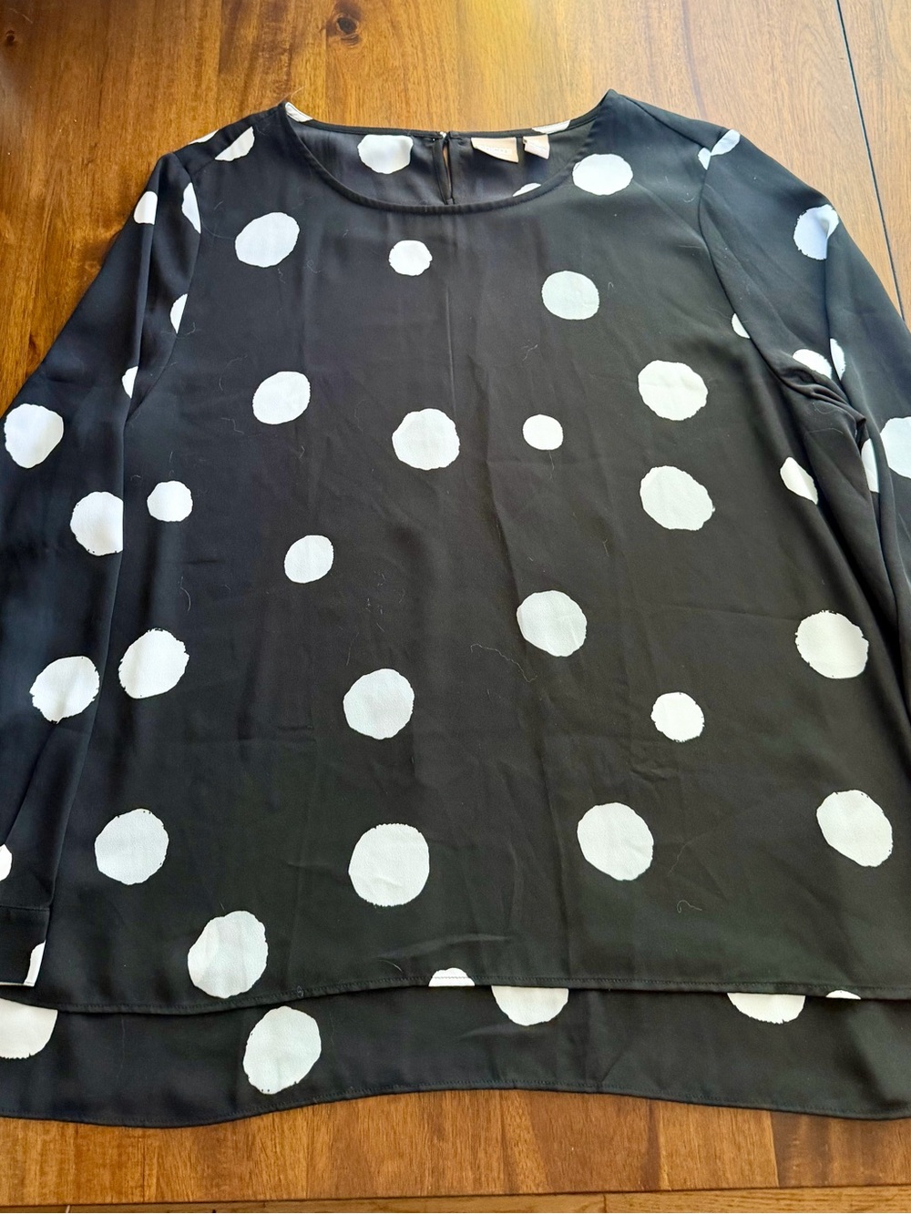 Chico's Black Blouse with White Polka Dots